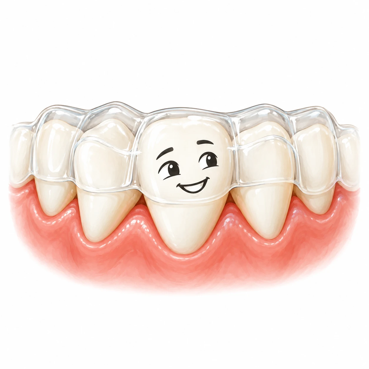 Illustration af tandretning med aligners i holte